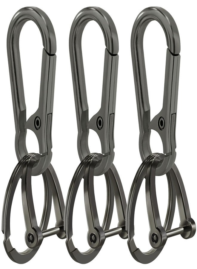Yebongda Zinc Alloy Key Chain 3 Packs Keychain Keyring Organizer Key Ring Holder Clip for Men and Women Dark Grey - Image 1